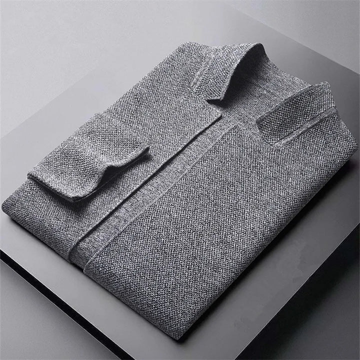 Men's Knit Mandarin Collar Cardigan – Smart Layering Knitwear