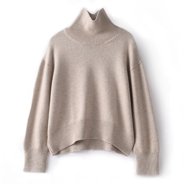 Women's Pure Cashmere Turtleneck Sweater - Cozy Elegance