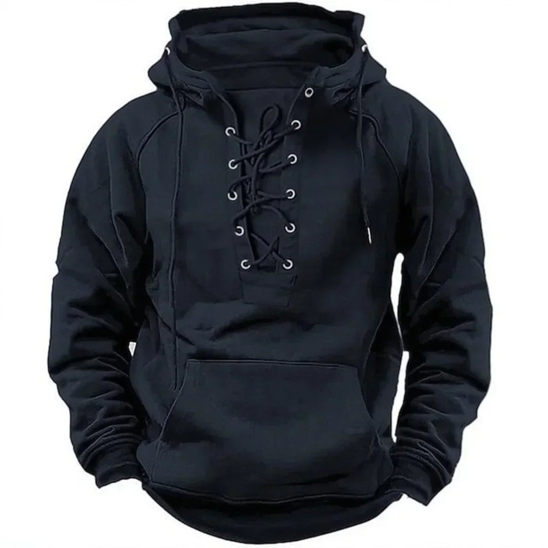 Women's Cotton Blend Retro Lace-Up Hoodie - Durable & Water-Resistant