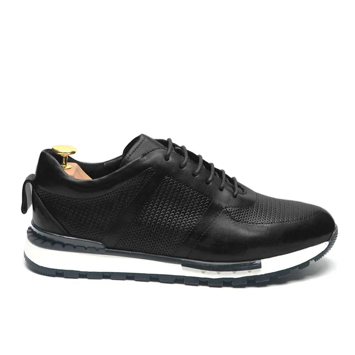 Men's Woven Leather Sneakers – Hand-Burnished Smart-Casual Trainers