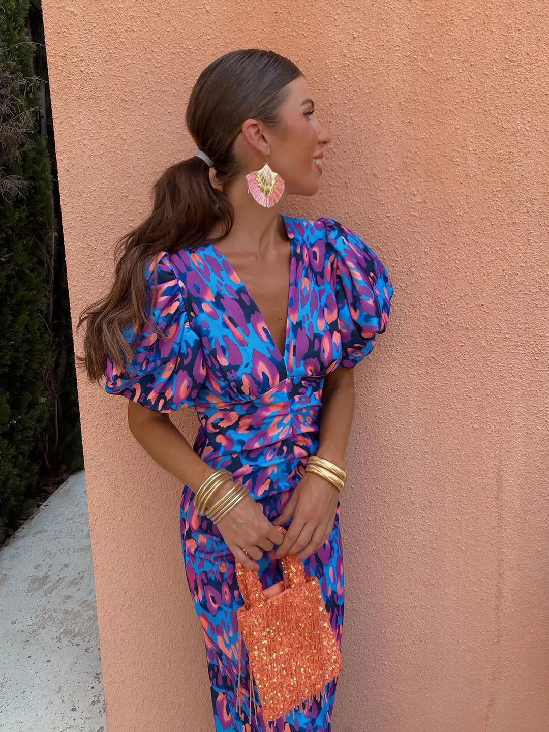 Women's Floral Print Ani Midi Dress - Elegant Summer Style