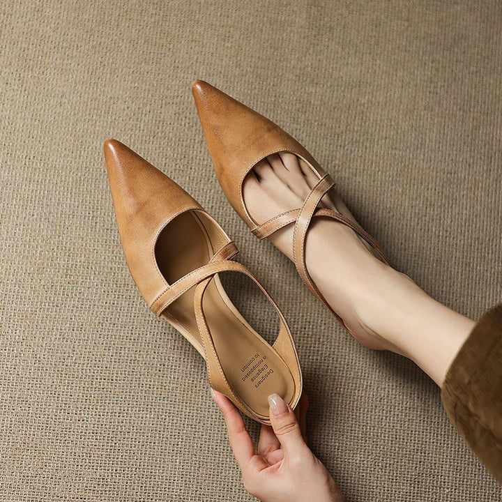 Siena Leather Cross-Strap Mules