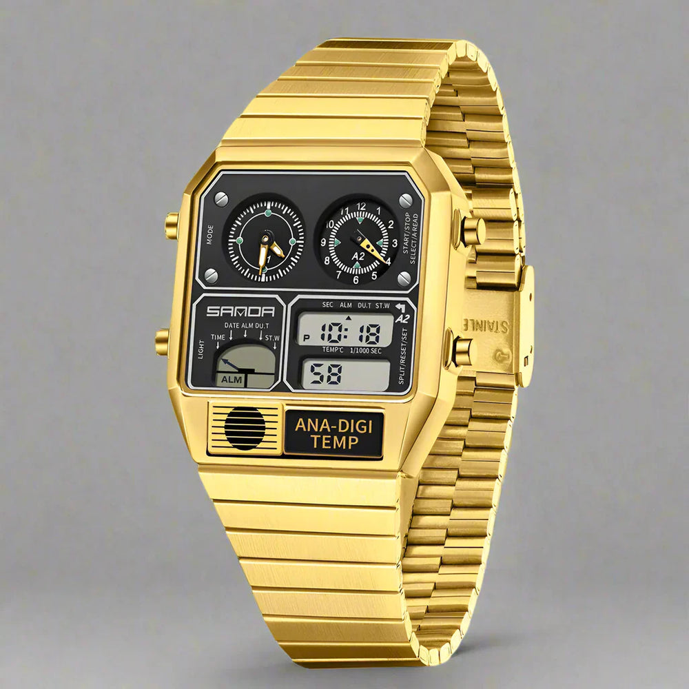 Men's Analogue-Digital Watch – Retro Dual Display Timepiece