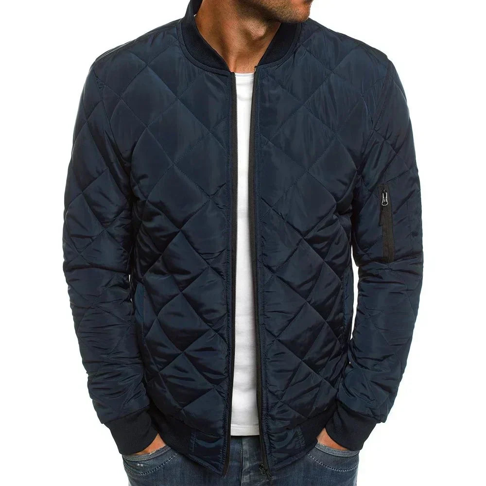 Men's Diamond Print Casual Spring Jacket - Everyday Spring Layer