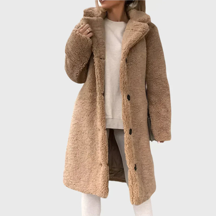 Women's Plush Long Elegant Coat - Cozy Winter Warmth