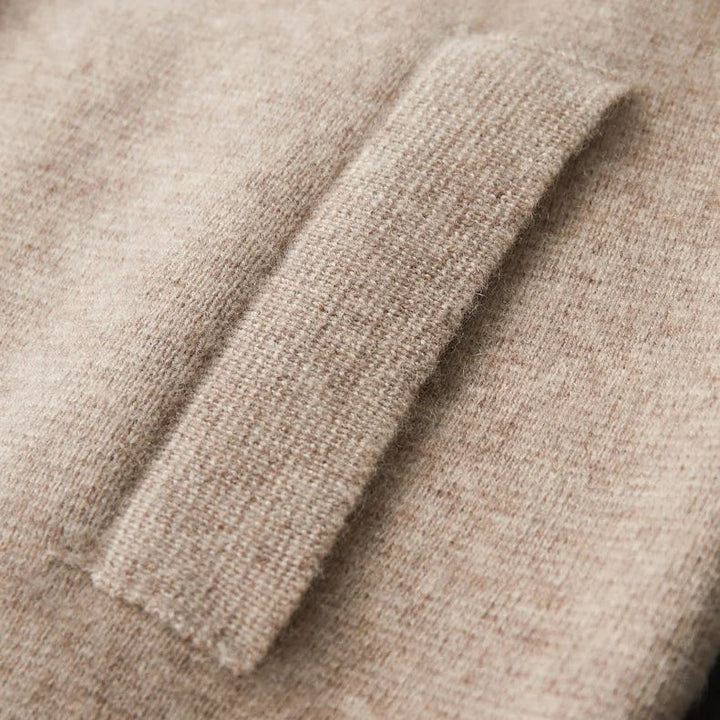 Men's Cashmere Zip Cardigan – Collared Knit with Pockets