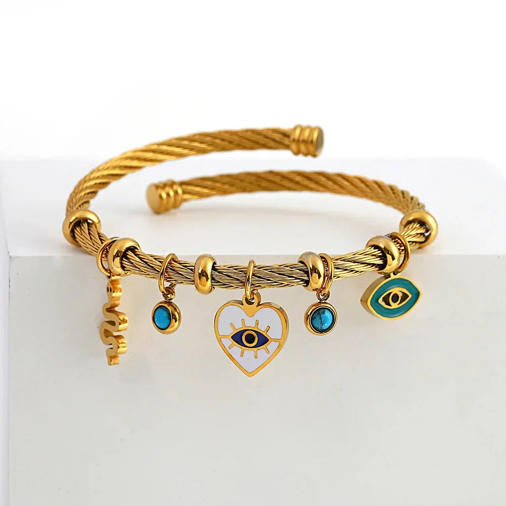 Women's Gold-Plated Charm Bracelet – Stainless Steel Jewellery