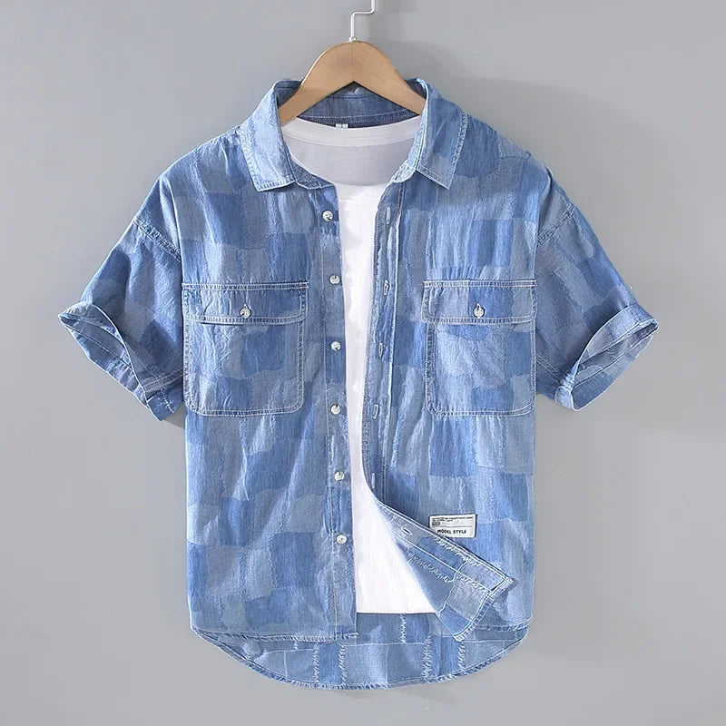 Men's Cotton Blend Check Shirt – Lightweight Relaxed Layer