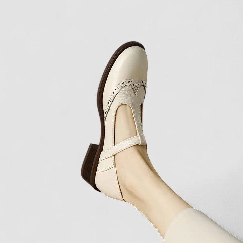 Women's Leather T-Strap Mary Jane Shoes - Classic & Comfortable