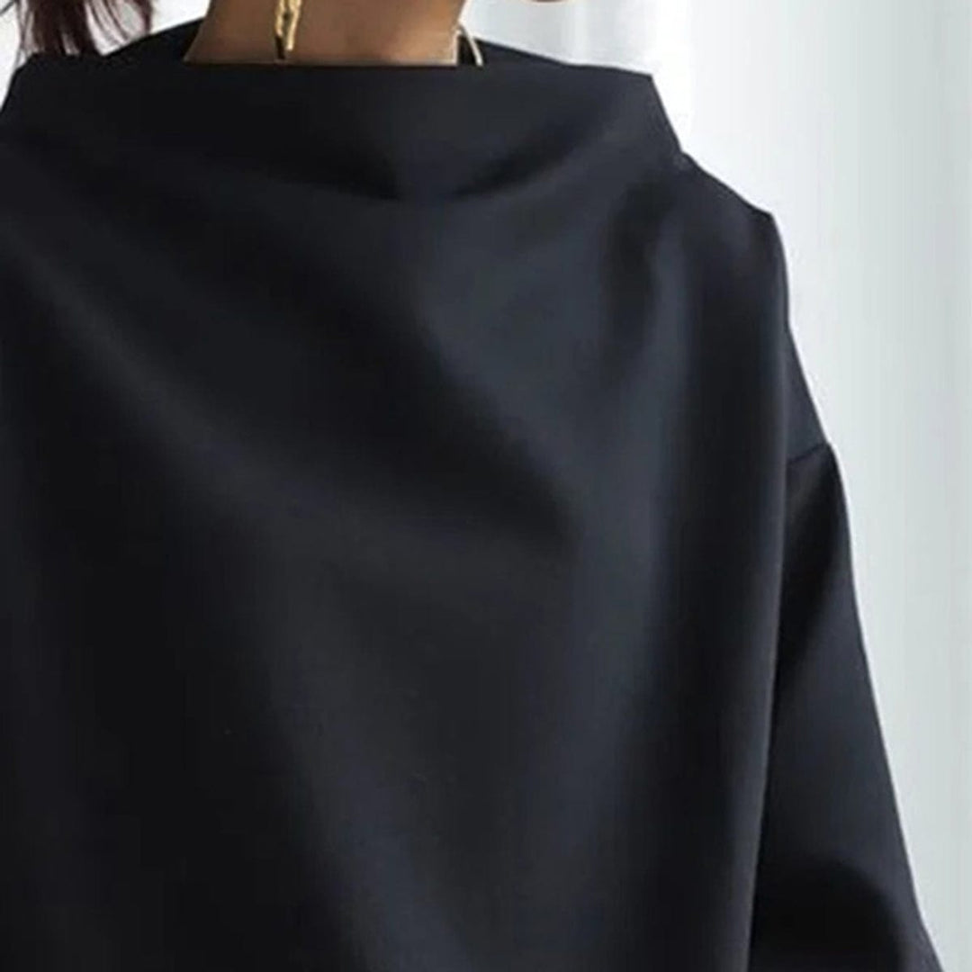 Women's High Neck Relaxed Blouse - Effortless Elegance
