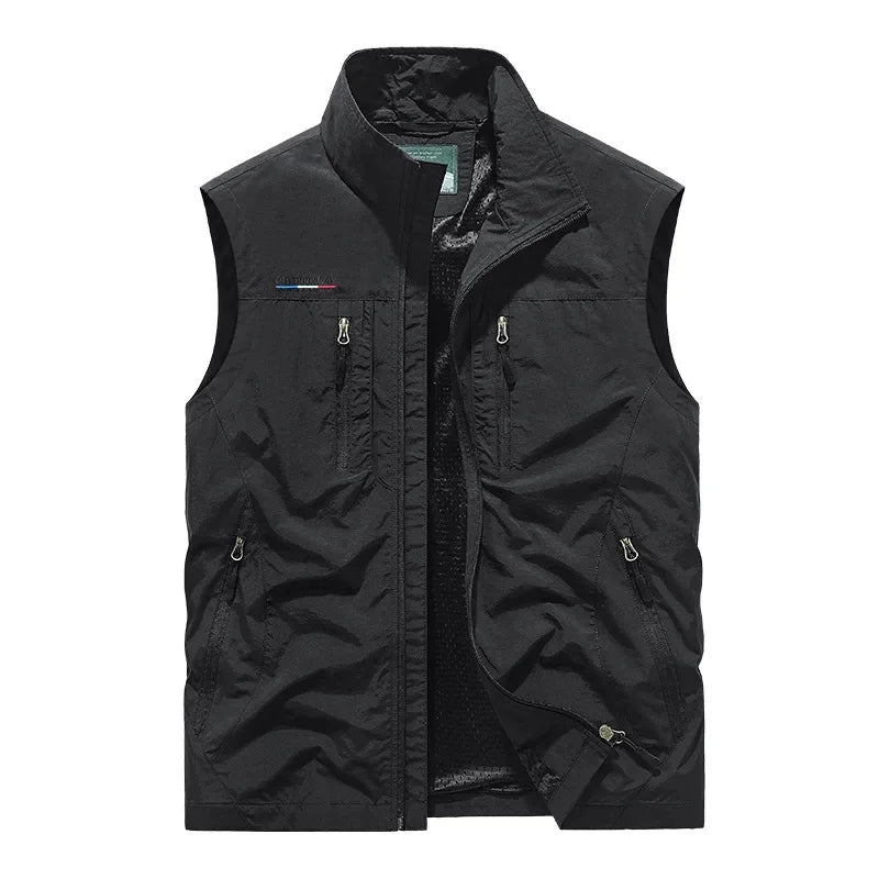 Men's Multi-Pocket Utility Gilet – Lightweight Nylon Vest