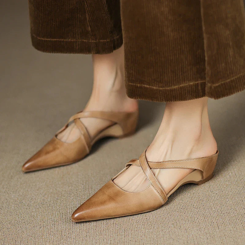 Siena Leather Cross-Strap Mules