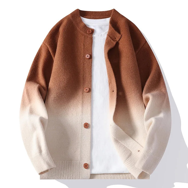 Men's Ombre Knit Cardigan – Button-Front Layering Jumper