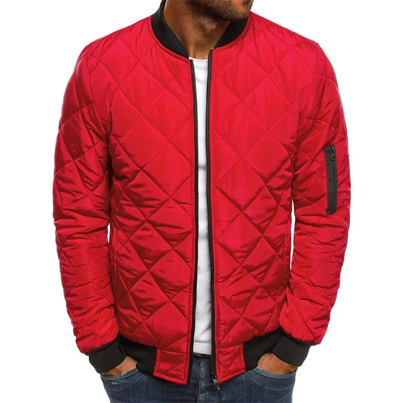 Men's Diamond Print Casual Spring Jacket - Everyday Spring Layer