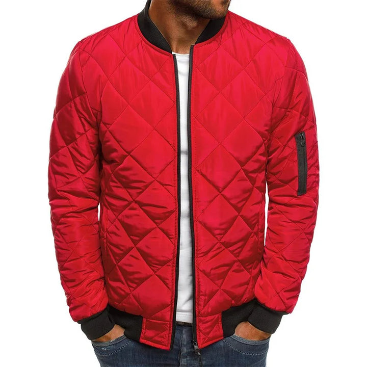Men's Diamond Print Casual Spring Jacket - Everyday Spring Layer