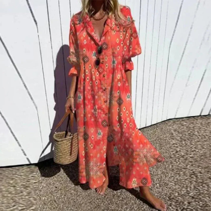Women's Colorful Floral Relaxed Dress - Effortless Everyday Style