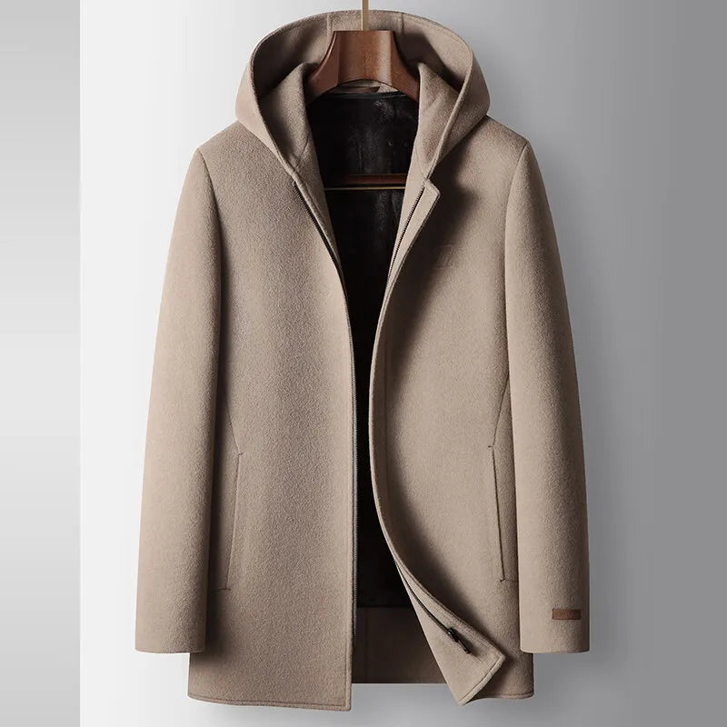 Men's Pure Wool Hooded Overcoat – Refined City Winter Coat