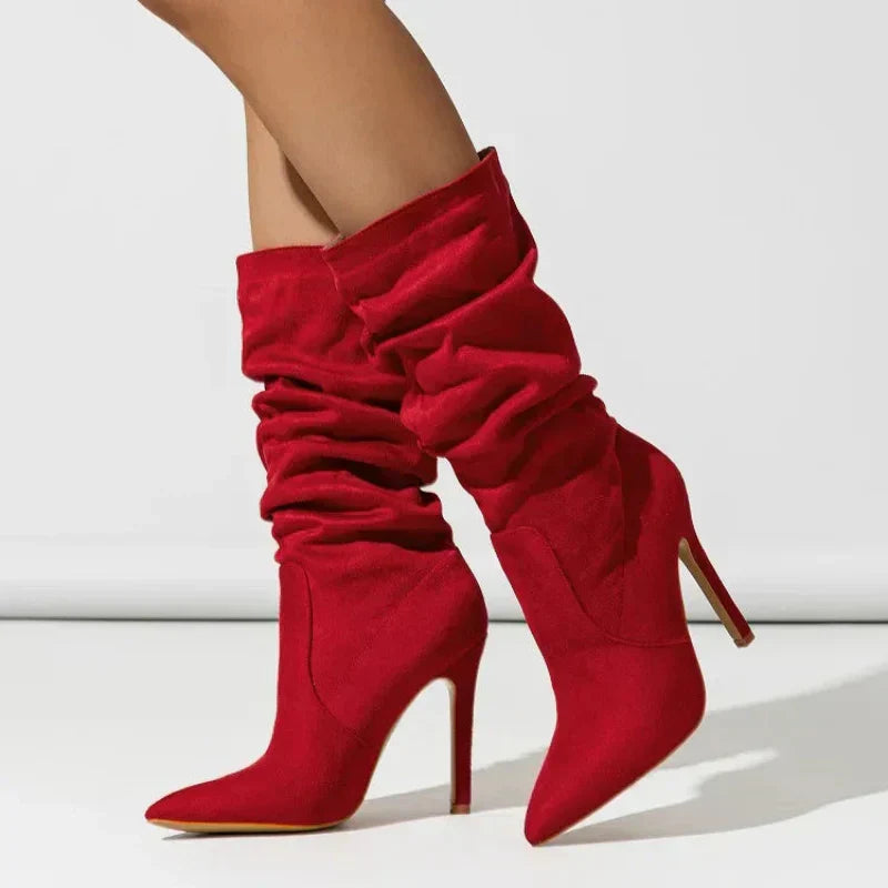 Women's Sleek Pleated Pointed Toe Heels - Evening Chic
