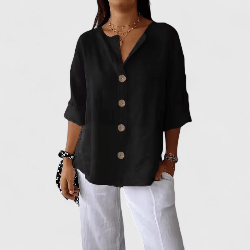 Women's Cotton-Linen Blouse - Effortless Summer Style