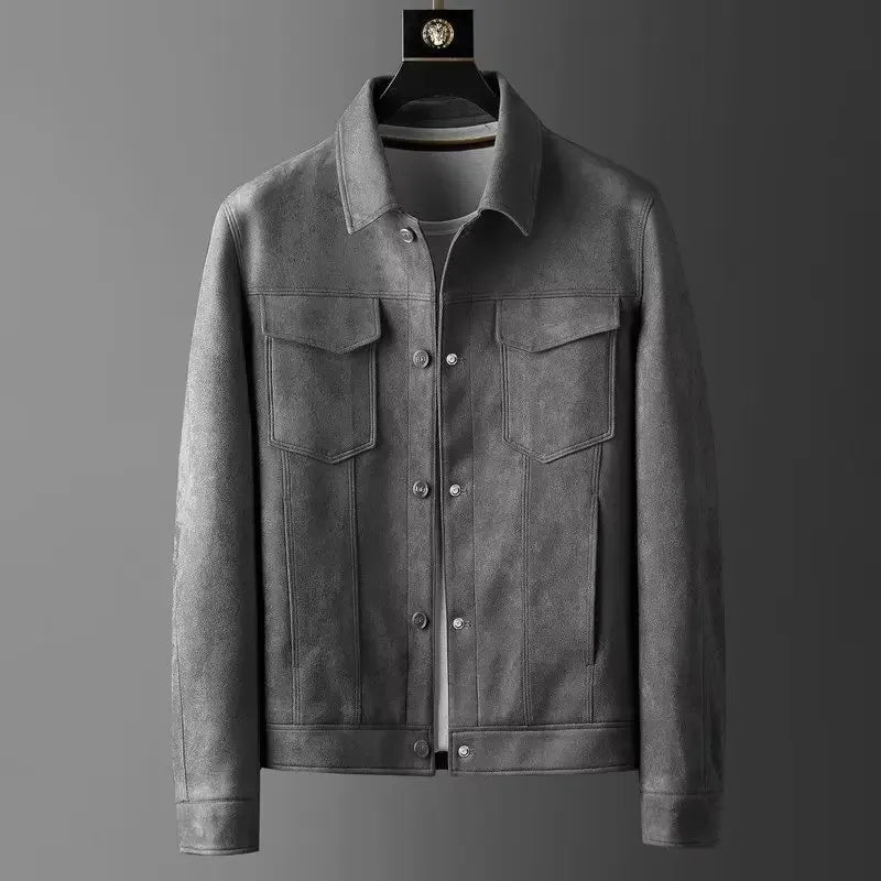 Men's Suede Trucker Jacket – Soft Western Snap-Button Overshirt
