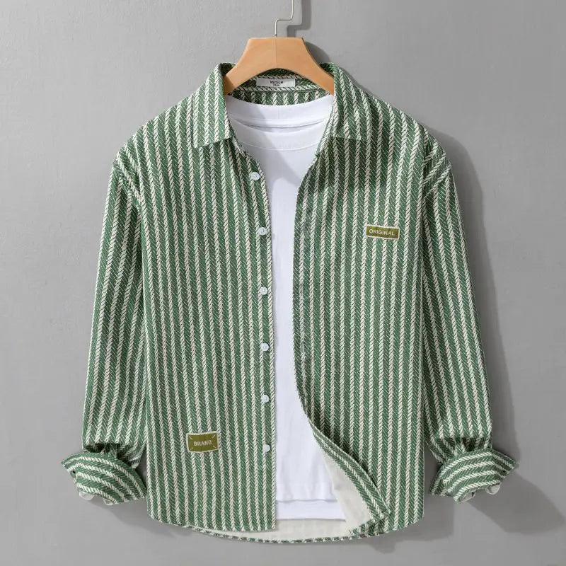 Men's Berrand Cotton Shirt – Lightweight Vertical Stripe Casual