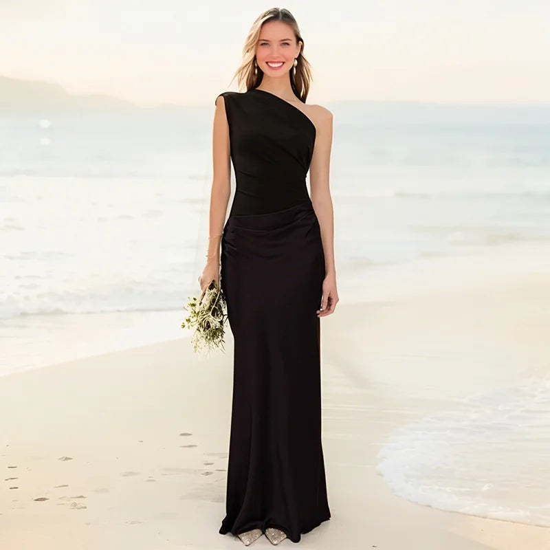 Women's Exposed Shoulder Maxi Dress - Elegant Evening Wear