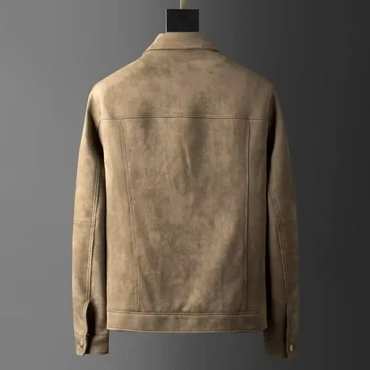 Men's Suede Trucker Jacket – Soft Western Snap-Button Overshirt