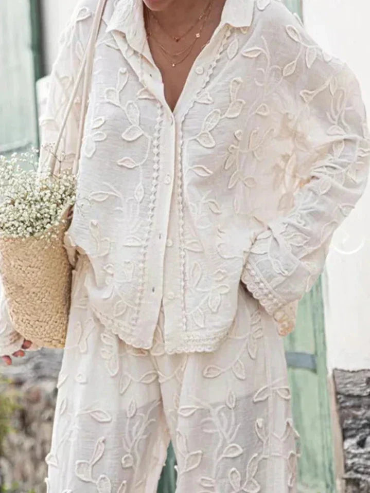 Women's Embroidered Two-Piece Set - Effortless Elegance