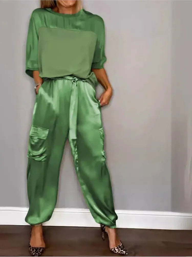 Women's Satin Utility Lounge Set - Effortless Luxury