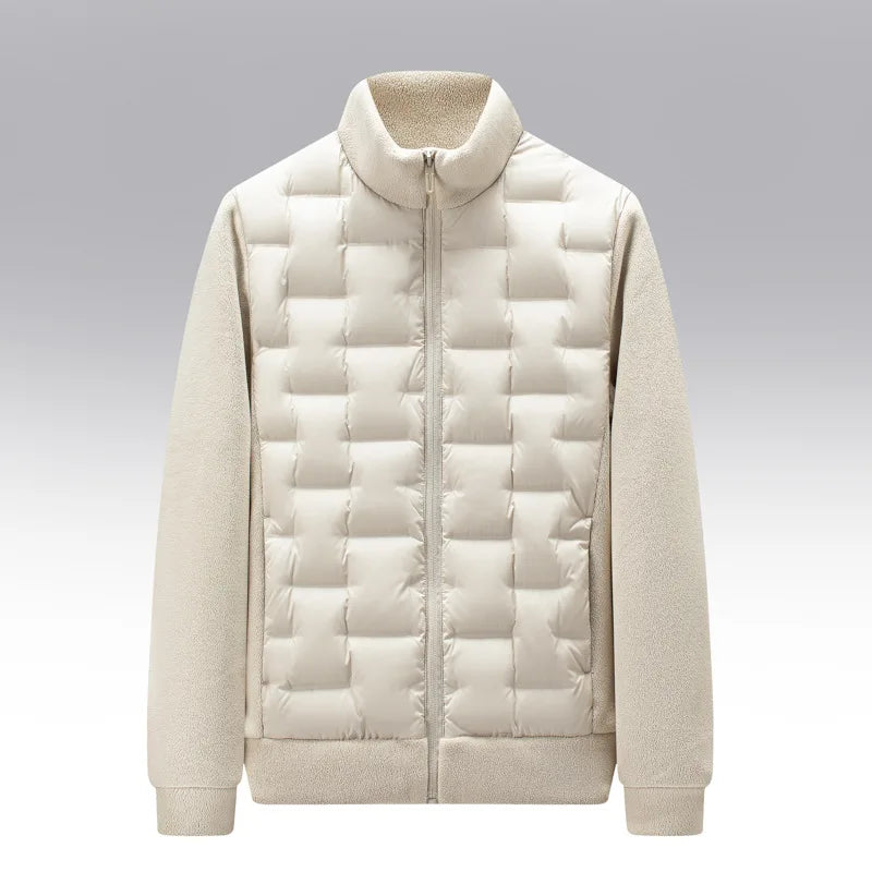 Men's Quilted Jacket – Fleece-Sleeve Insulated Hybrid Layer