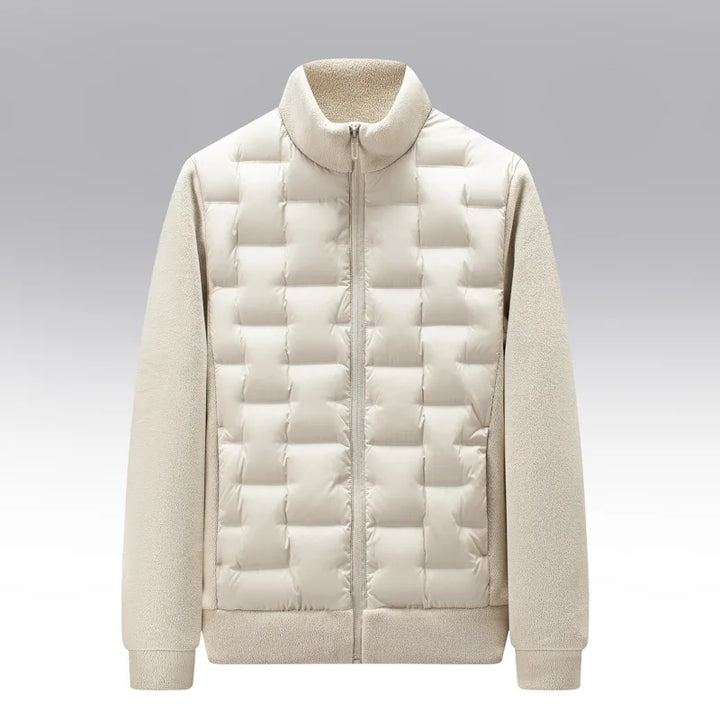Men's Quilted Jacket – Fleece-Sleeve Insulated Hybrid Layer