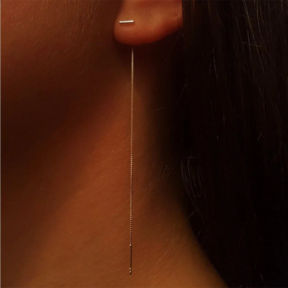 Women's Ena Sol Chain Drop Earrings – Stainless Steel, Gold & Silver