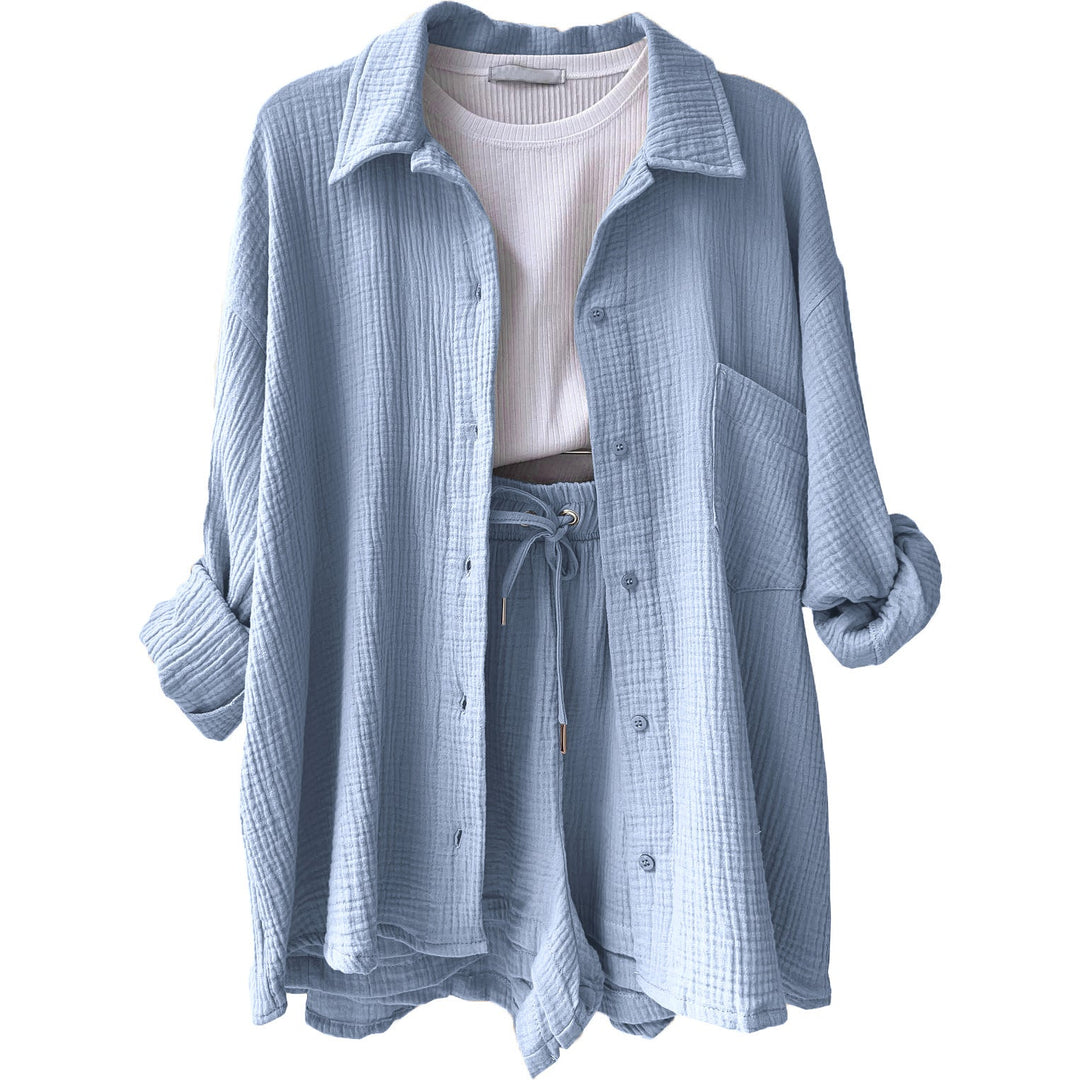 Women's Cotton Two-Piece Set - Casual Comfort for Everyday