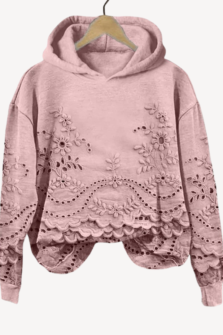 Women's Suzanne Embroidered Hoodie - Floral Detail