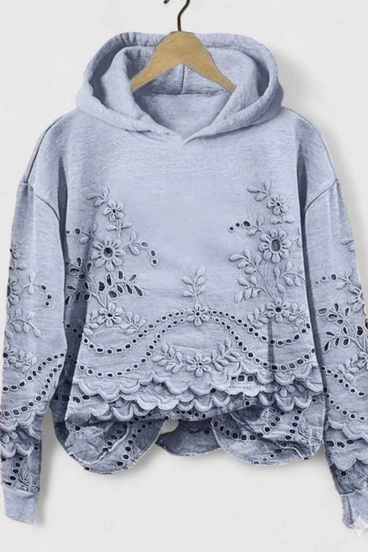 Women's Suzanne Embroidered Hoodie - Floral Detail