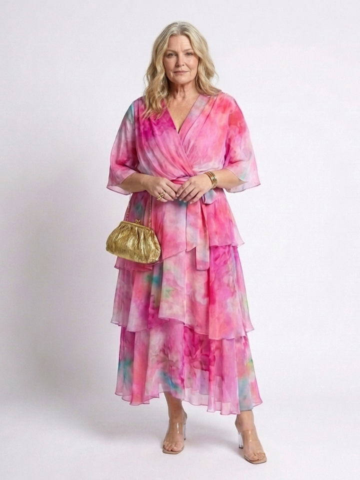 Women's Sheer V-Neck Tie Waist Maxi Dress - Warm Weather Style
