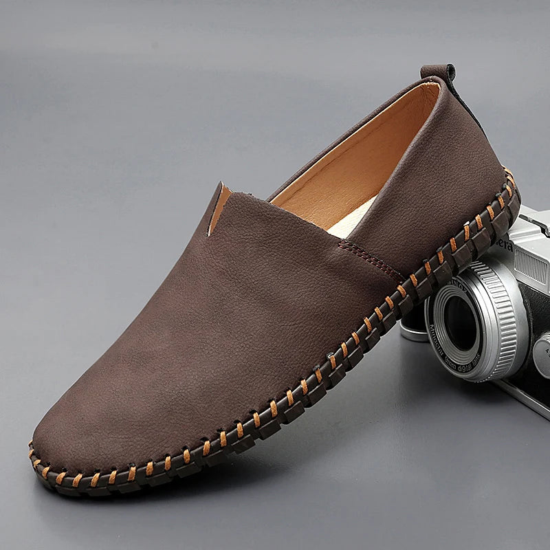 Men's Leather Loafers – Cushioned Slip-On Smart Casual Shoes