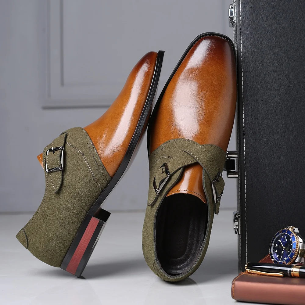 Men's Double Monk Strap Shoes – Suede & Vegan Leather