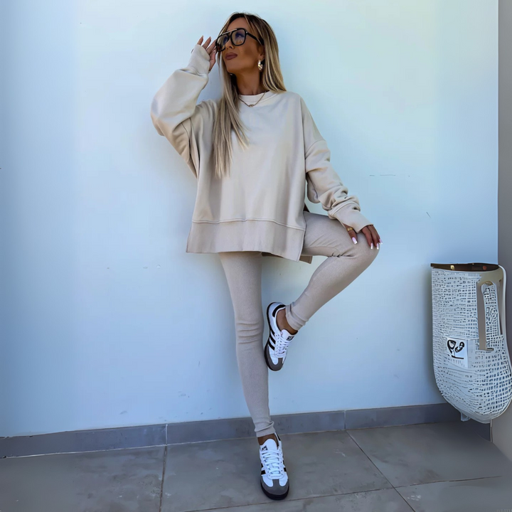 Women's Oversized Sweatshirt & Leggings Set - Cozy Lounging Essential