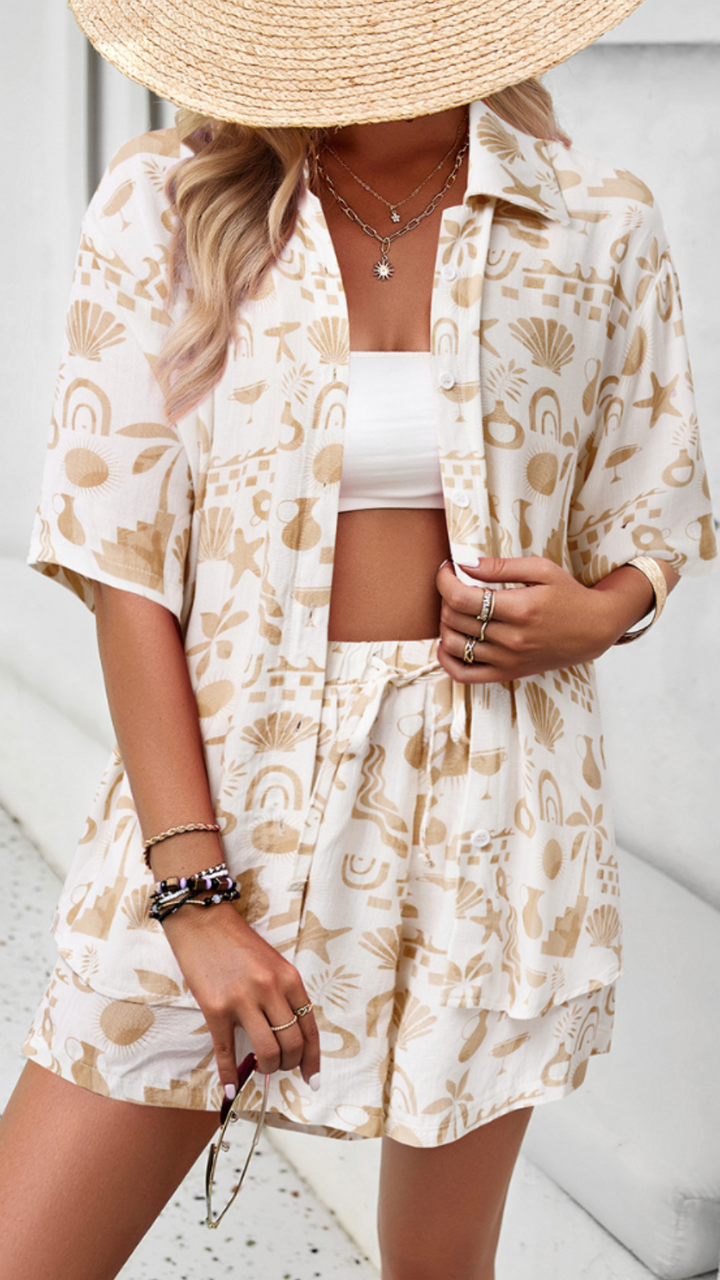 Women's Floral Print Shirt and Shorts Set - Sunny Day Essential