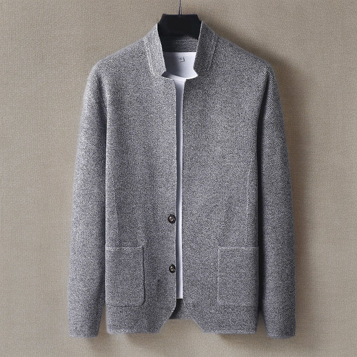 Men's Knit Mandarin Collar Cardigan – Smart Layering Knitwear