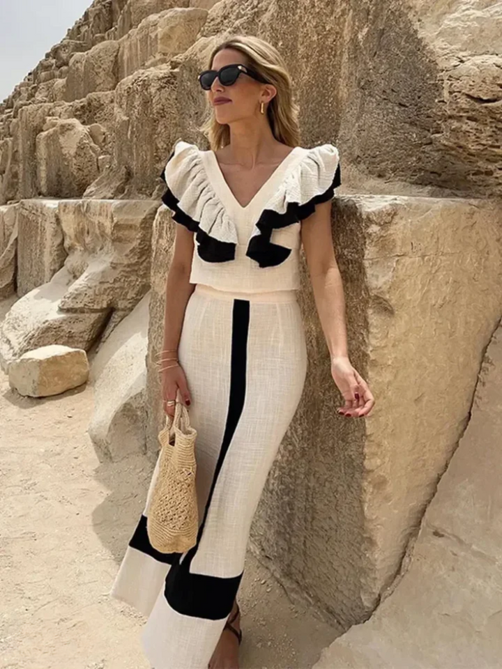 Women's Ruffle Two-Piece Set - Effortless Glamour for Warm Days