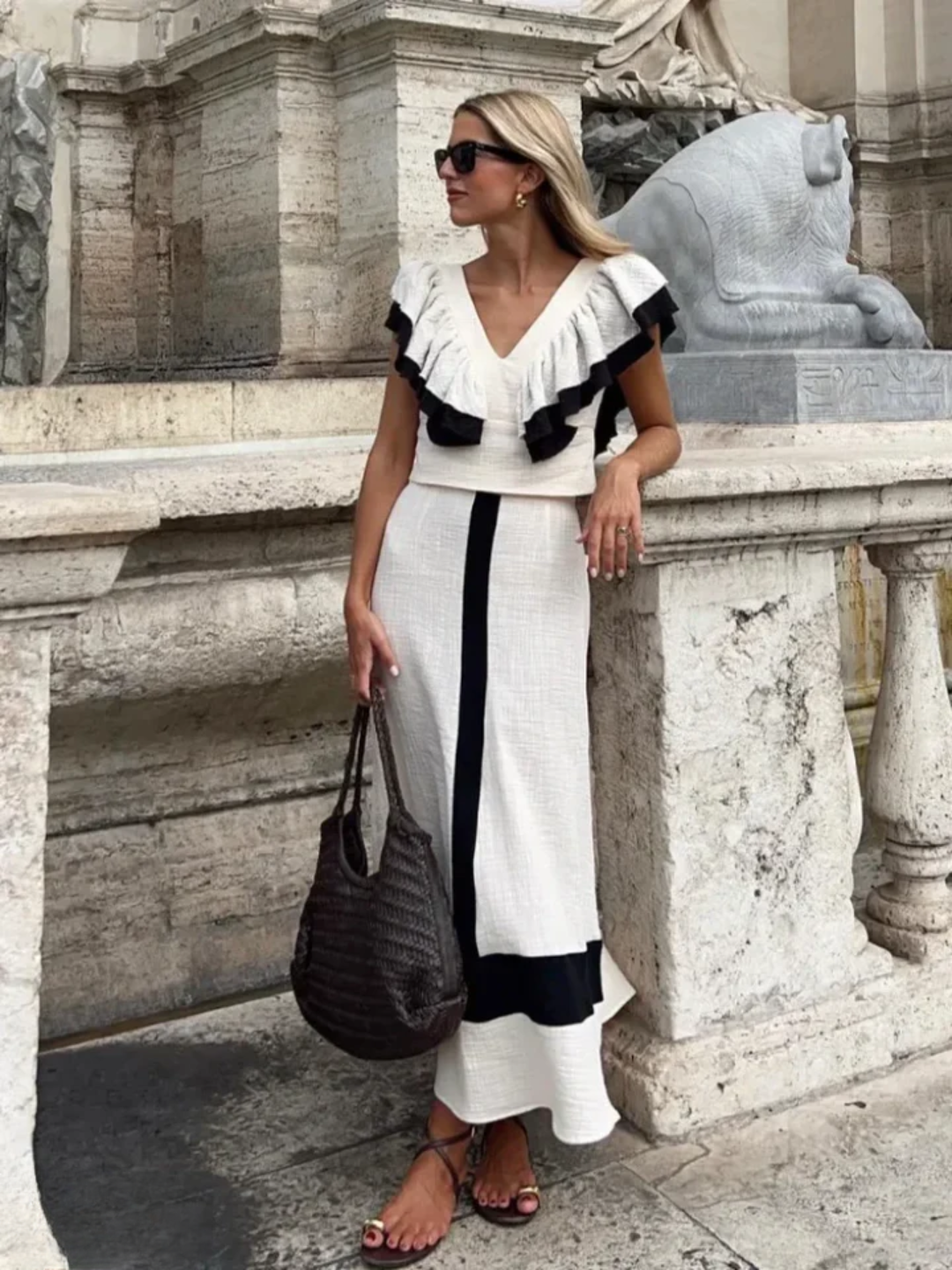 Women's Ruffle Two-Piece Set - Effortless Glamour for Warm Days