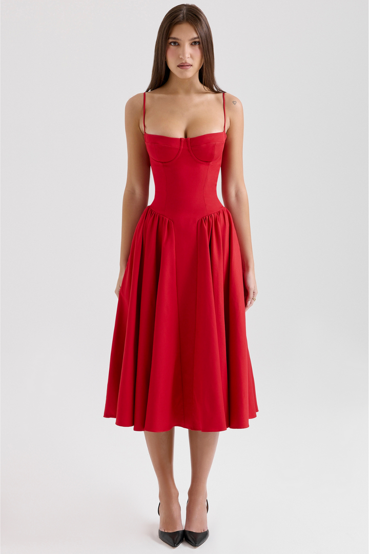 Women's Modern Muse Midi Dress - Effortless Grace & Timeless Elegance