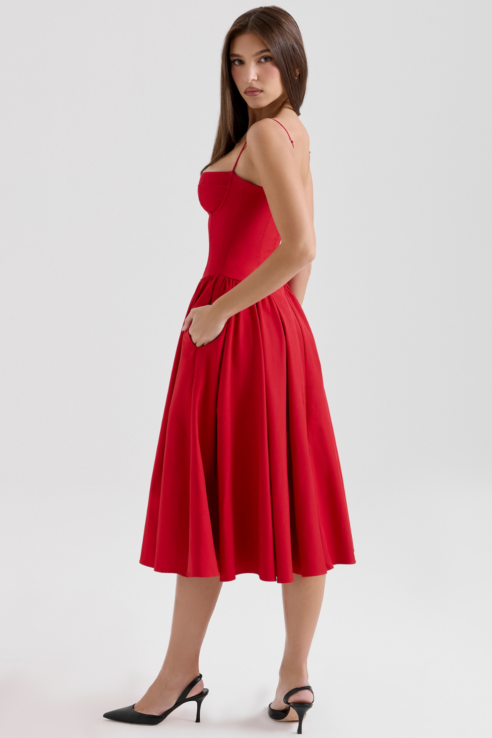 Women's Modern Muse Midi Dress - Effortless Grace & Timeless Elegance