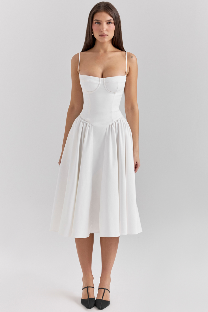 Women's Modern Muse Midi Dress - Effortless Grace & Timeless Elegance