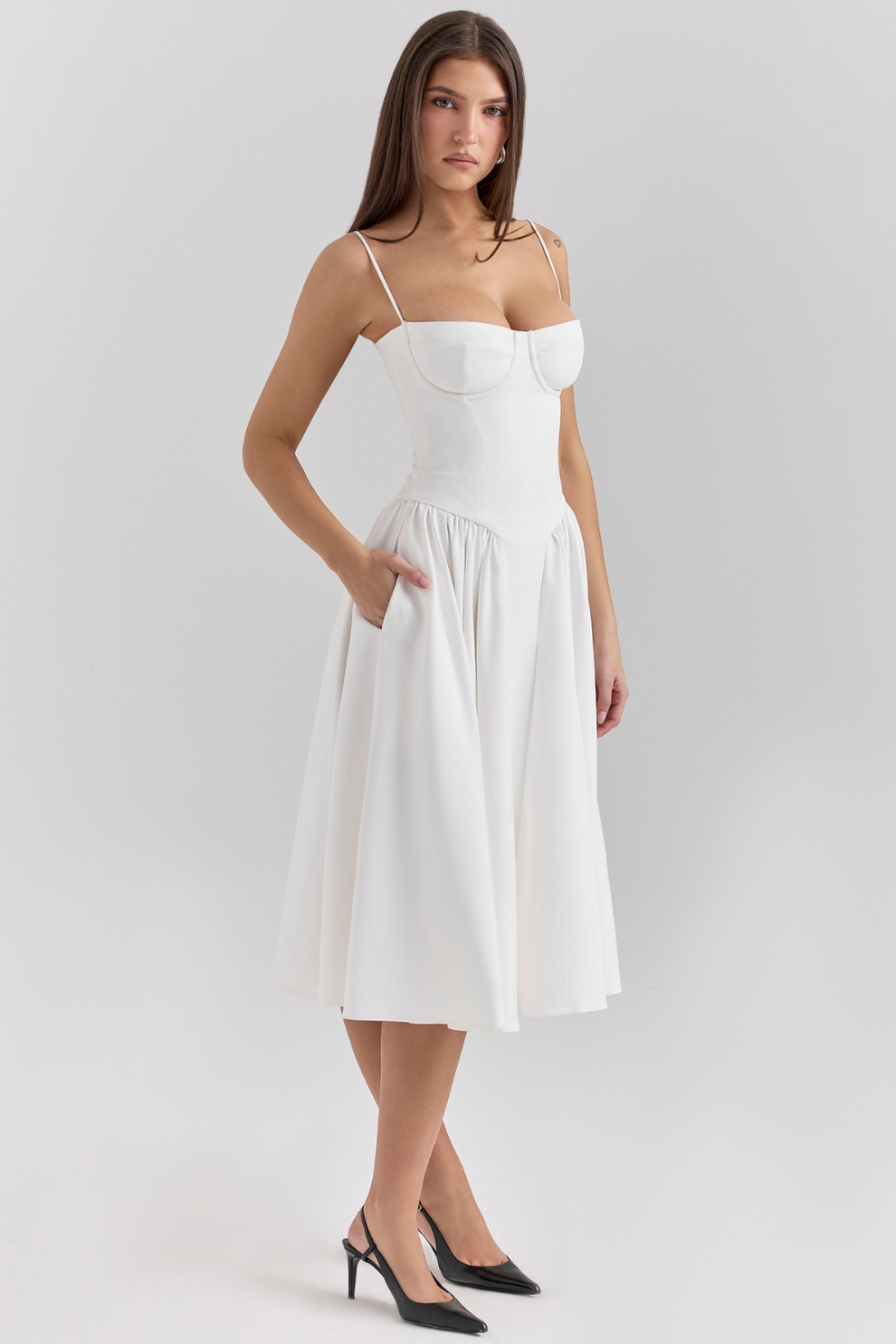 Women's Modern Muse Midi Dress - Effortless Grace & Timeless Elegance