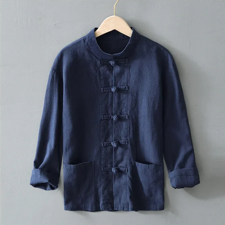 Men's Linen Mandarin Collar Shirt – Cotton-Linen Summer Shirt