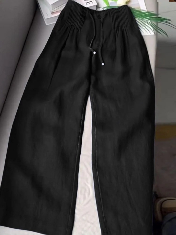 Women's Linen Pleated Comfort Fit Trousers - Breezy Everyday Elegance