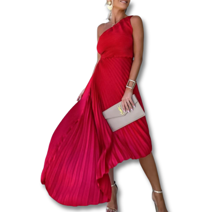 Women's One Shoulder Pleated Cocktail Dress - Summer Elegance